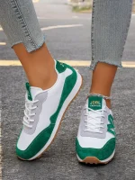 Women's Royal Blue Retro Lace-Up Sneakers with Faux Suede Accents – Lightweight Casual Shoes for Everyday Wear and Outdoor Activities - Image 5