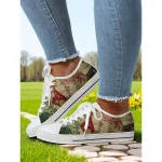 Women's Lace - Up Canvas Sneakers with Floral Print – Casual & Youthful Style for Teenagers and Young Women in School, Street Outings & Casual Gatherings - Image 6