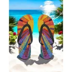 Women's Colorful Floral Flip-Flops - Vibrant Bohemian Beach Sandals for Summer Pool & Resort Wear - Image 8