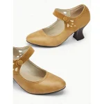 Women's 1930s Vintage Style Mary Jane Pumps with Cutout Design and Mid-Heel, Comfortable Dress Shoes for Office and Formal Events - Image 6