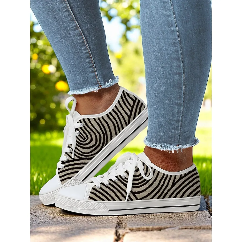 zibqlf1744881048084.webp Women's Lace - Up Canvas Sneakers with Floral Print – Casual & Youthful Style for Teenagers and Young Women in School, Street Outings & Casual Gatherings - Image 1
