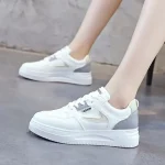 Women's Sneakers White Shoes Dad Shoes Outdoor Daily Summer Lace-up Platform Round Toe Sporty Casual Walking Faux Leather Lace-up White / Blue Gray - Image 8