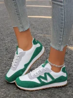 Women's Royal Blue Retro Lace-Up Sneakers with Faux Suede Accents – Lightweight Casual Shoes for Everyday Wear and Outdoor Activities - Image 4